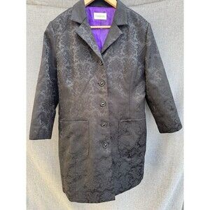 Vintage Brocade Longline Coat Jacket Victorian Goth Black Chadwicks M?